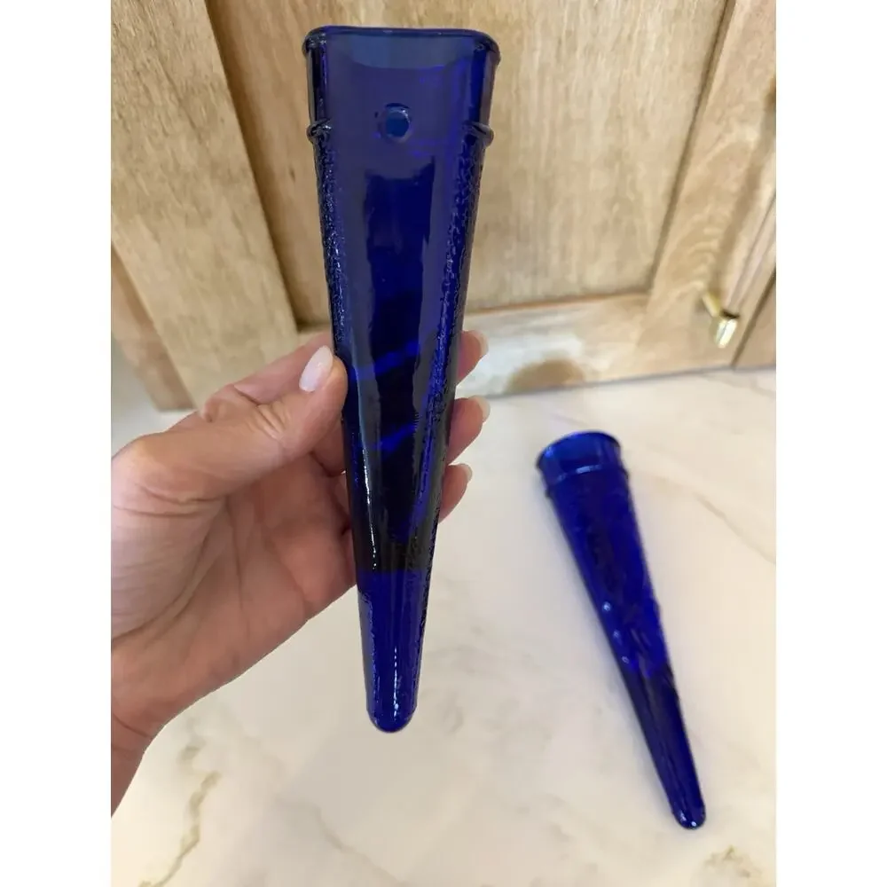 Set Of Auto Car Flower Vases Birds Cobalt Blue & Light Pink Wall Pockets 8